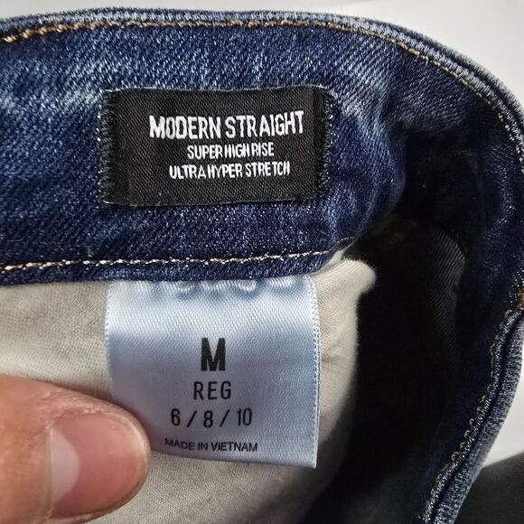 Express Modern Straight Super High Rise Ultra Hyper Jeans womens M 6/8/10 4061 - Picture 11 of 13